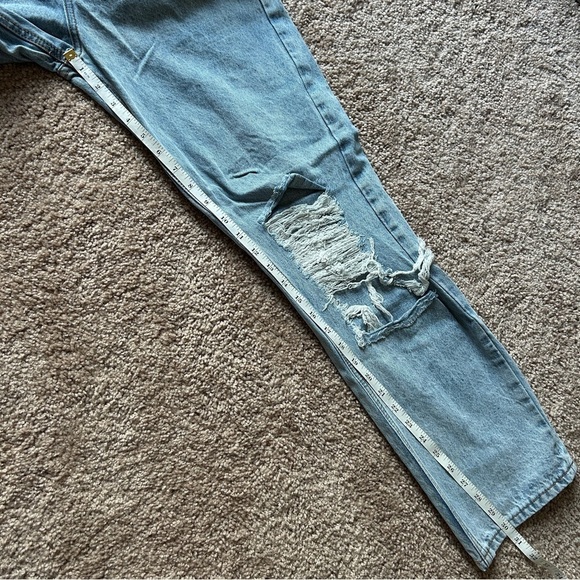Princess Polly Holly Asymmetric Ripped Leg Jeans Light Wash Denim Size 2 - Picture 13 of 14